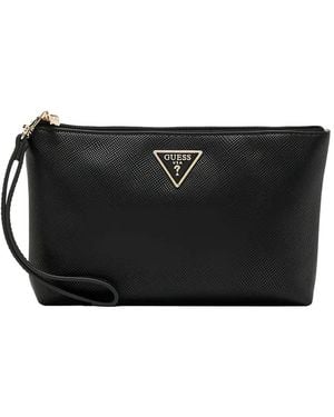 Guess Laurel Kosmetiktasche Mit Logo-Patch - Schwarz