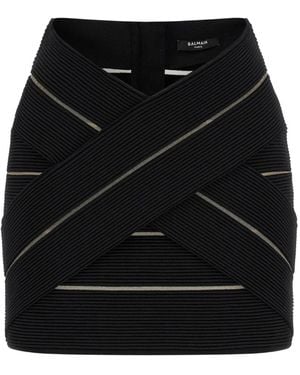 Balmain V-Waist Zip-Fastening Mini Skirt - Black