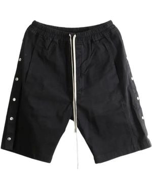 Rick Owens Pusher Press-Stud Drawstring Shorts - Black