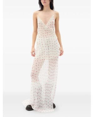 Ann Demeulemeester Lala Lace-Detail Maxi Dress - White