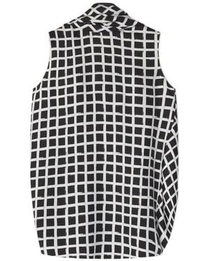 Lanvin Printed Silk Sleeveless Top - White