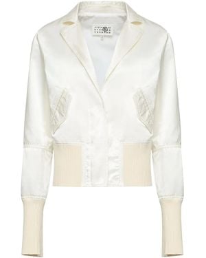 MM6 by Maison Margiela Satin-Finish Bomber Jacket - White