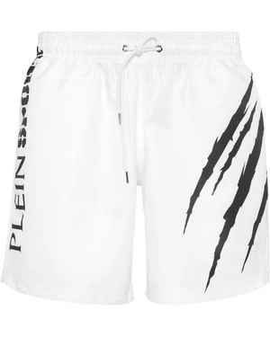 Philipp Plein Swim Scratch Logo Shorts - White