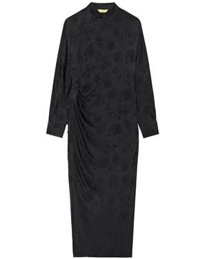Shanghai Tang Qipao Floral-Jacquard Midi Dress - Black