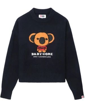 AAPE BY A BATHING AP Koala-Graphic Jumper - Blue