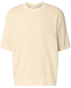 SELECTED Rib-Knit T-Shirt - Natural