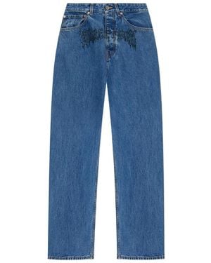 Vetements Jean À Imprimé Graphique - Blue