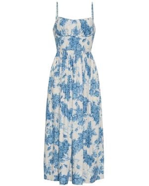 Cara Cara Alba Floral-Pattern Midi Dress - Blue