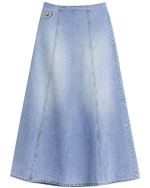 Lois Wilson Logo-Patch Denim Maxi Skirt - Blue