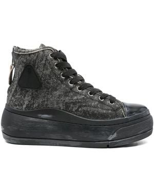 R13 Baskets En Cuir À Effet Usé - Noir
