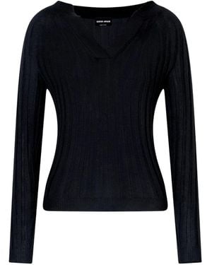 Giorgio Armani Ribbed Cashmere Jumper - Black