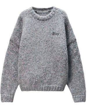 Alexander Wang Embroidered Crew-Neck Sweater - Grey