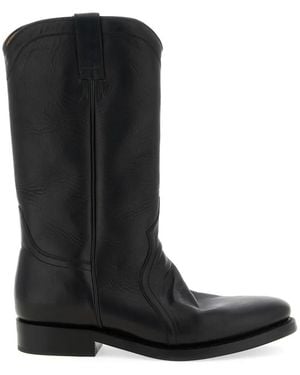 Jil Sander Bottines Bruce À Coutures Apparentes D'Inspiration Western - Black