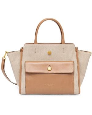 Gianni Chiarini Cher Leather-Trim Canvas Tote Bag - Natural