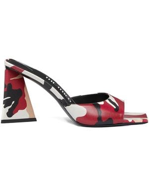 The Attico Camouflage-print Block-heel Mules - ピンク