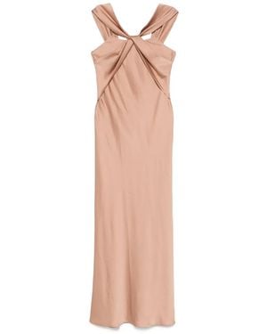 D.exterior Satin Maxi Dress - Natural