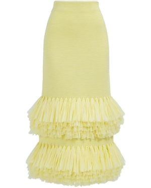 Aje. Agave Raffia Midi-Rok - Geel