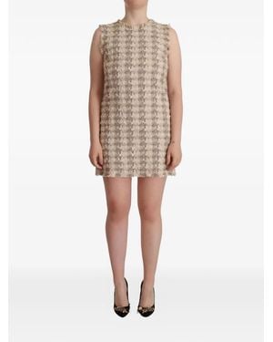 Dolce & Gabbana Frayed-Edge Tweed Mini Dress - Natural