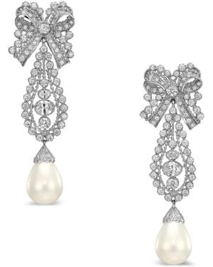 Anabela Chan 14K And Rhodium Vermeil Dentelle Bow Pearl And Diamond Earrings - White