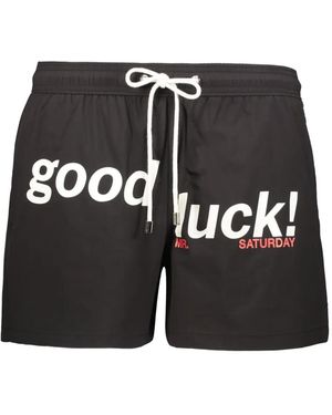 Mr. Saturday Drawstring-Waistband Swim Shorts - Black