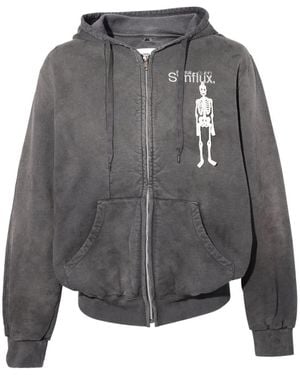 Doublet Skeleton-Appliqué Zip-Up Hoodie - Gray