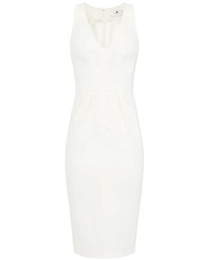 Elisabetta Franchi V-Neck Embroidered Midi Dress - White