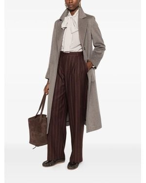 Barba Napoli Pussy-Bow Silk Blouse - Brown