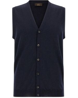 Zanone V-Neck Sleeveless Cardigan - Blue