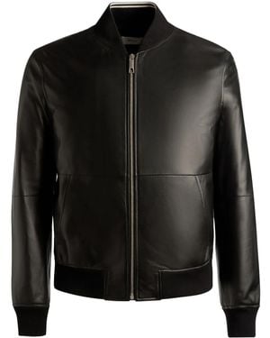 Bally Zip-Up Leather Bomber Jacket - Black