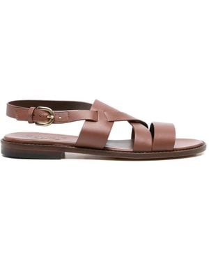 Doucal's Crossover-strap leather flat sandals - Marrón