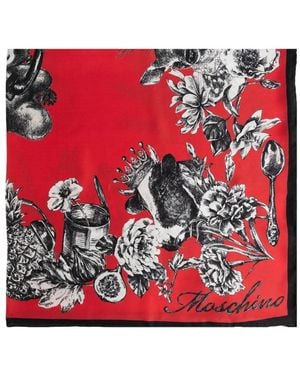 Moschino Floral-Print Silk Scarf - Red