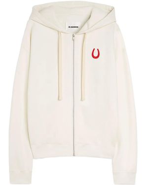 Jil Sander Horseshoe Zip-Up Hoodie - White