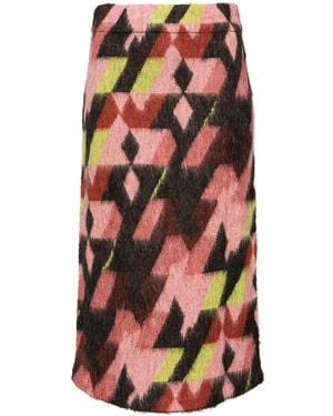 Maison Kitsuné Graphic Print A-Line Skirt - Red
