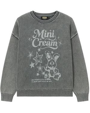 Mini Cream Jersey Con Estampado Gráfico - Gris