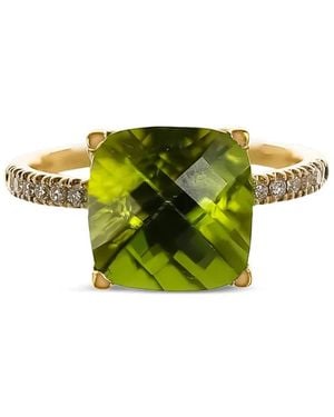 Lisa Nik 18Kt Geelgouden Peridot Ring Met Kussen