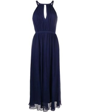 Polo Ralph Lauren Crinkled Georgette Halter Gown - Blue