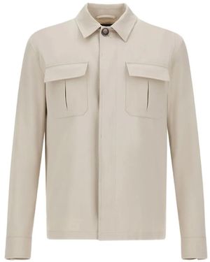 Herno Flap-Pockets Cotton Shirt Jacket - White