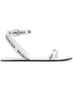 Balenciaga Logo Strap Sandals - White
