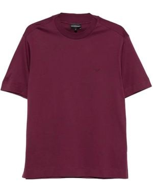 Emporio Armani T-Shirt Aus Jersey Mit Mikro-Adlerstickerei - Lila