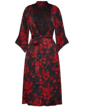 Maison Margiela Floral-Print Belted Midi Dress - Red