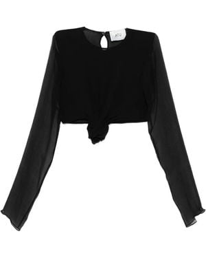 Atu Body Couture Haut Noué À Manches Longues - Black