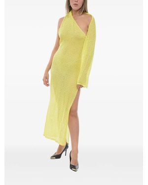 ART ESSAY Naomi Crochet-Knit Maxi Day Dress - Yellow