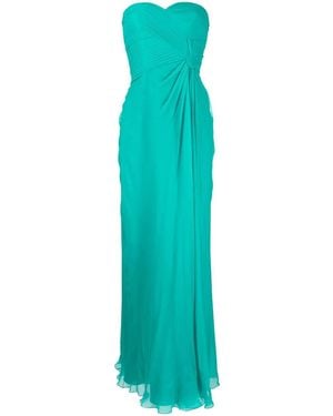 Alberta Ferretti Gathered Strapless Gown - Green