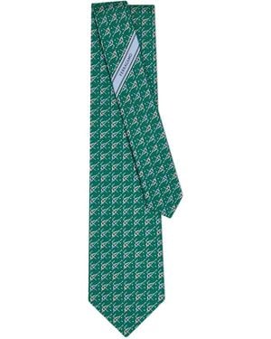 Ferragamo Seidenkrawatte Mit Billard-Print - Grün