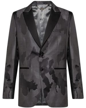 Billionaire Blazer Con Stampa Camouflage - Nero