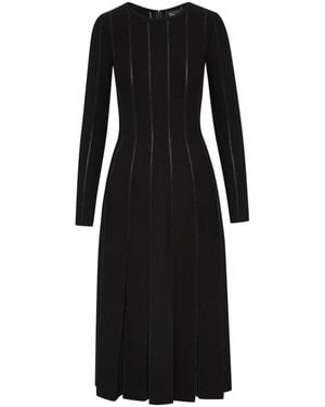 Oscar de la Renta Pleated Inset Knitted Dress - Black