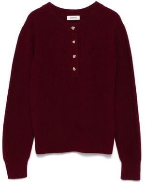 Sandro Ribbed Button-Embellished Jumper - Red