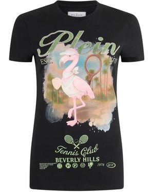 Philipp Plein Strass-Graphic T-Shirt - Black