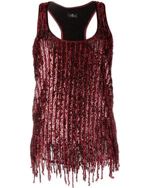 Etro Sequinned Tank Top - Red