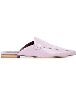 Sies Marjan Crocodile-Embossed Flat Mules - Pink
